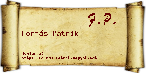 Forrás Patrik névjegykártya
